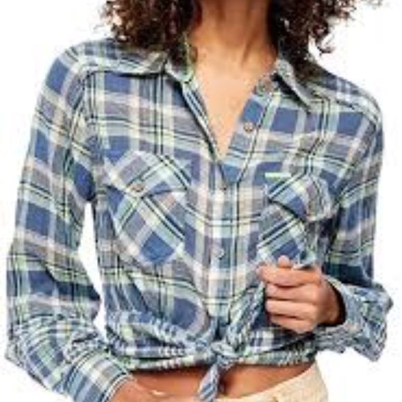 Free People First Bloom Plaid Top - Picture 2 of 9